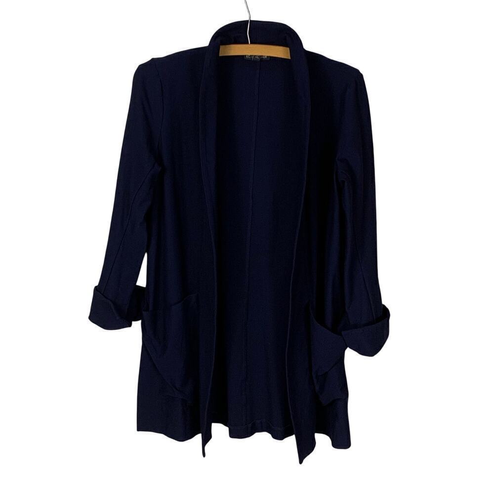 Eileen Fisher Navy Open Front Long Cardigan Size XS